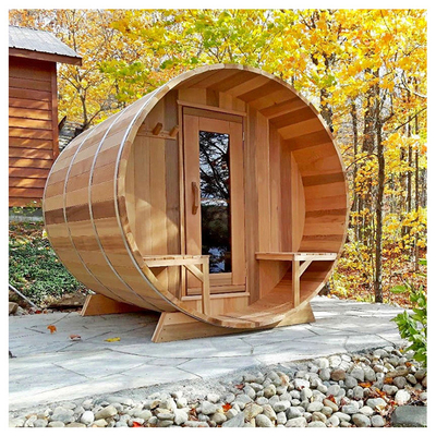 Custom Outdoor Finnland Holz-Panorama-Fass-Sauna 4-8 Traditionelle Holz-Fass-Sauna