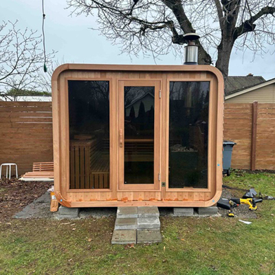 Einstellbare Belüftung Hemlock Cedar Sauna für 5-6 Personen Gehärtet Glas Tür Einfache Montage