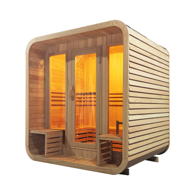 5-6 Personen Hämlock Holz Außen Trockene Sauna Vollglas Tür Entspannung / Gesundheit Sauna Raum