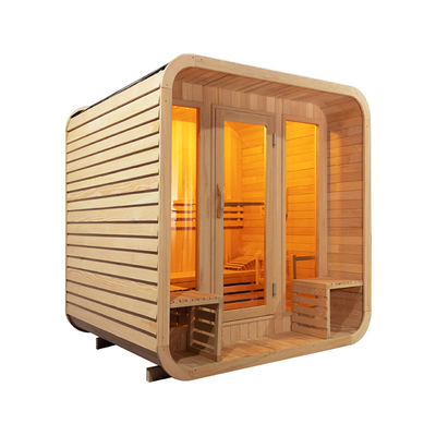 5-6 Personen Hämlock Holz Außen Trockene Sauna Vollglas Tür Entspannung / Gesundheit Sauna Raum