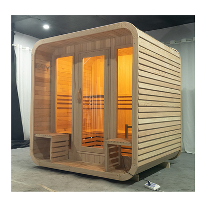 5-6 Personen Hämlock Holz Außen Trockene Sauna Vollglas Tür Entspannung / Gesundheit Sauna Raum