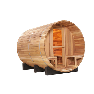 Canadian Red Cedar Holzfass Sauna Holzfass Sauna mit 6KW Heizung 8mm gehärtet Glas Tür