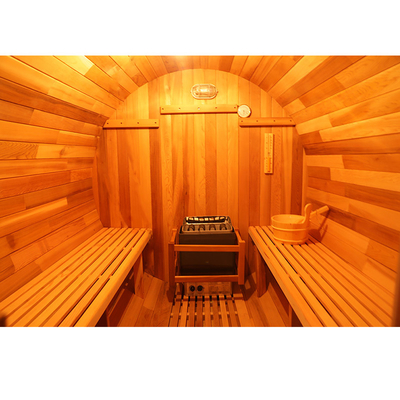Canadian Red Cedar Holzfass Sauna Holzfass Sauna mit 6KW Heizung 8mm gehärtet Glas Tür