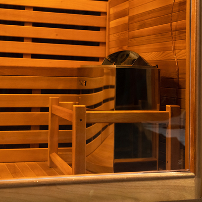 Touchscreen-Steuerung 6KW Ofenheizung Hemlock / Red Cedar Dampfsauna mit LED-Licht
