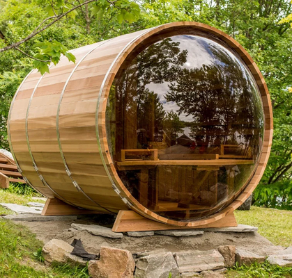 Einstellbare Vollglastür Cedar Outdoor Trockene Sauna mit Bluetooth-Musiksystem für 5-6 Personen
