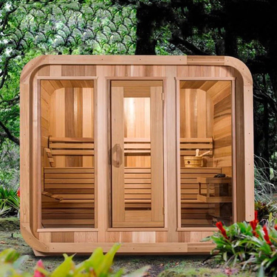 Luxuriöse Hemlock Außensauna für 5 bis 6 Personen Einstellbare Lüftung 15-90 °C Temperaturbereich