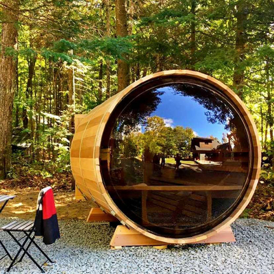 Einstellbare Vollglastür Cedar Outdoor Trockene Sauna mit Bluetooth-Musiksystem für 5-6 Personen