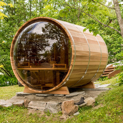 Einstellbare Vollglastür Cedar Outdoor Trockene Sauna mit Bluetooth-Musiksystem für 5-6 Personen