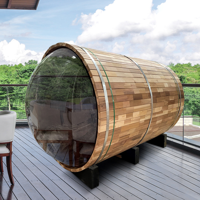 Einstellbare Belüftung Hemlock Holz Außen Trockene Sauna Vollglas Tür Temperaturbereich 15-90.C