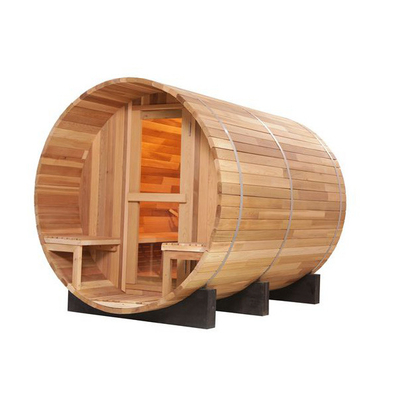 Person Smartmak 6 ringsum roten Cedar Wood Barrel Sauna Outdoor mit Portal