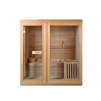 Personen-Heimsauna-Raum-festes Innenholz der ODM-Doppelt-Bank-2