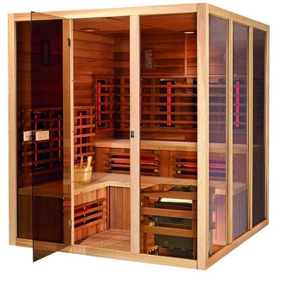 Fester Schierlings-hölzernes Infrarotbadekurort-Sauna-Dampfbad 6KW für Person 5