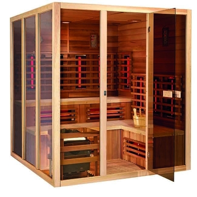 Fester Schierlings-hölzernes Infrarotbadekurort-Sauna-Dampfbad 6KW für Person 5